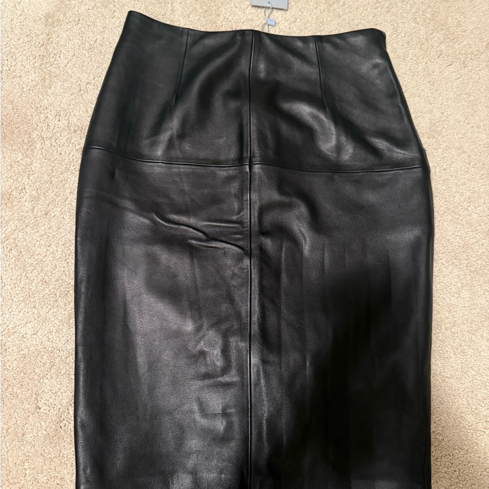 ANTONIO MELANI Black Leather Pencil Skirt